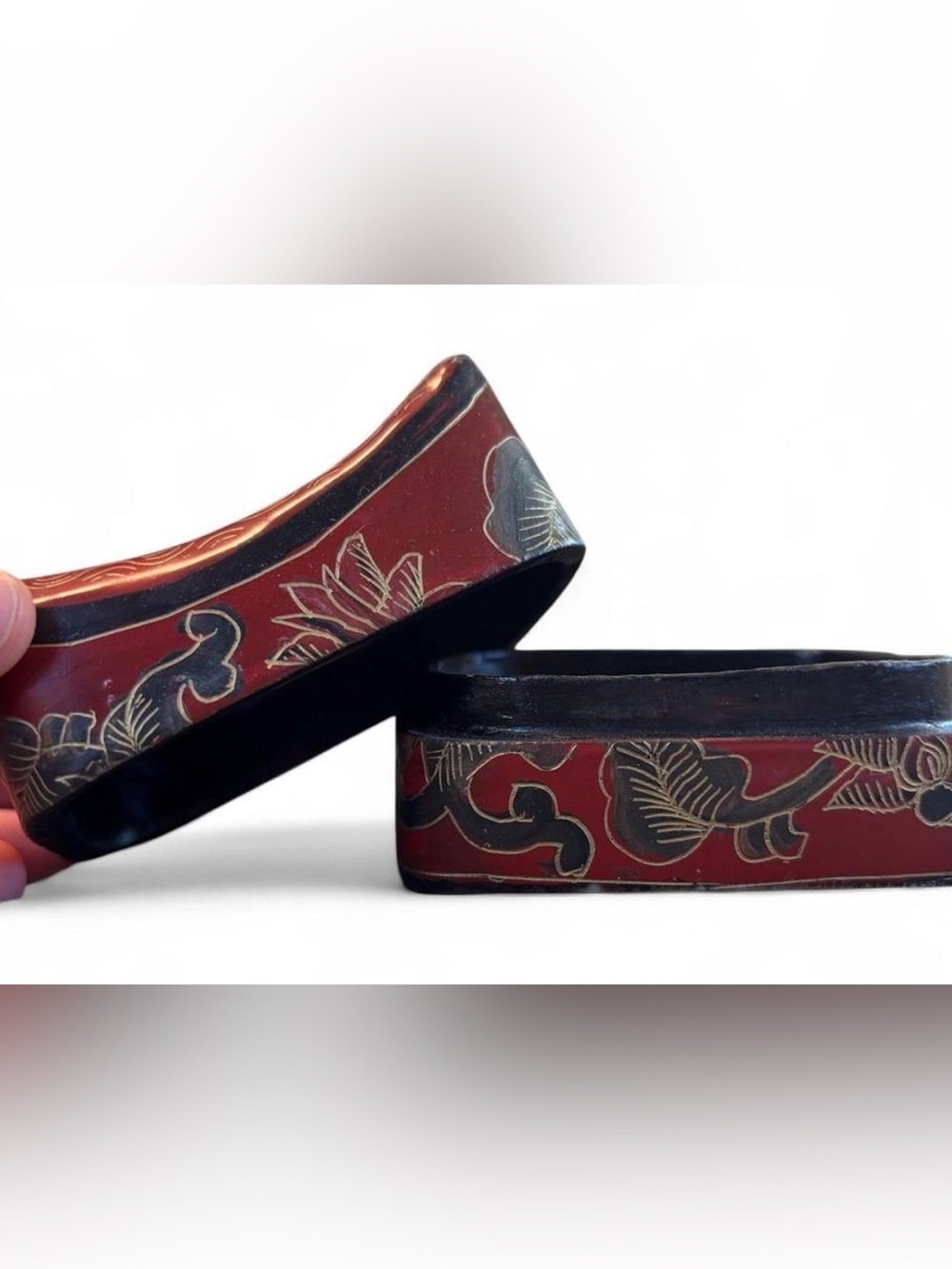Vintage Asian Lacquerware Jewelry Box Small